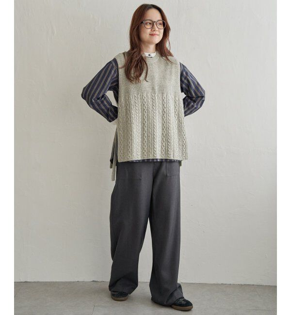 Lbc with Life「ウール混サイドリボンケーブルベスト」|ニット・セーター|