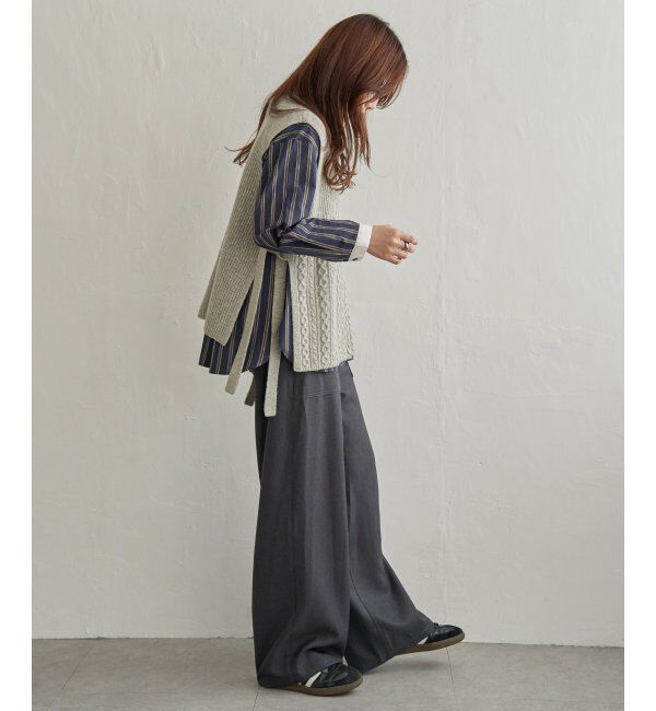 Lbc with Life「ウール混サイドリボンケーブルベスト」|ニット・セーター|