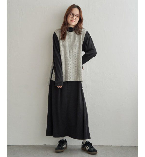 Lbc with Life「ウール混サイドリボンケーブルベスト」|ニット・セーター|