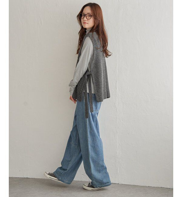 Lbc with Life「ウール混サイドリボンケーブルベスト」|ニット・セーター|