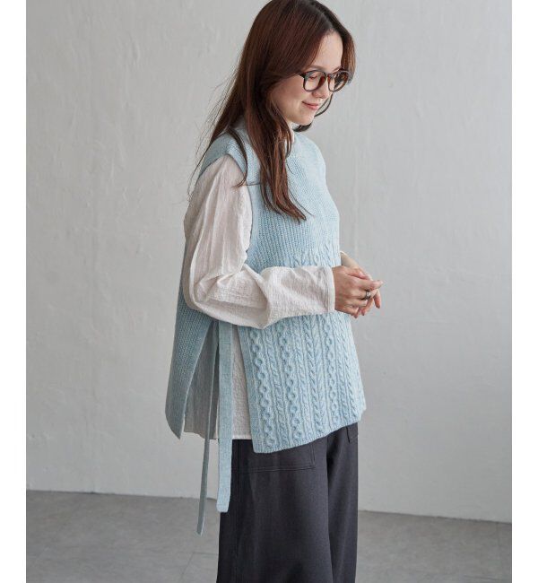 Lbc with Life「ウール混サイドリボンケーブルベスト」|ニット・セーター|