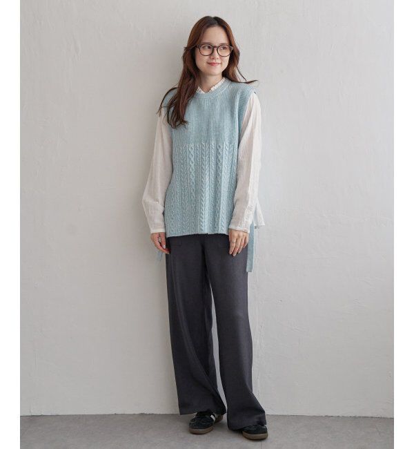 Lbc with Life「ウール混サイドリボンケーブルベスト」|ニット・セーター|