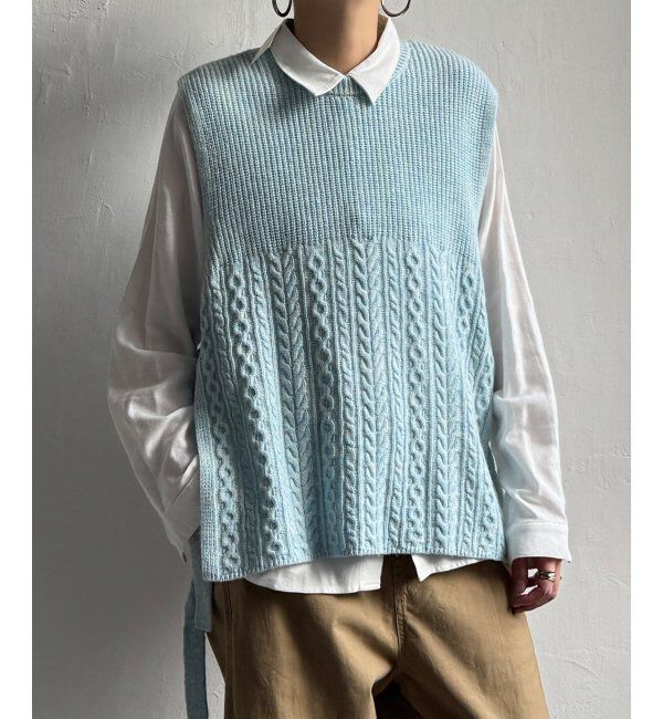 Lbc with Life「ウール混サイドリボンケーブルベスト」|ニット・セーター|