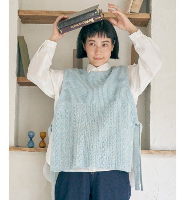 Lbc with Life「ウール混サイドリボンケーブルベスト」|ニット・セーター|