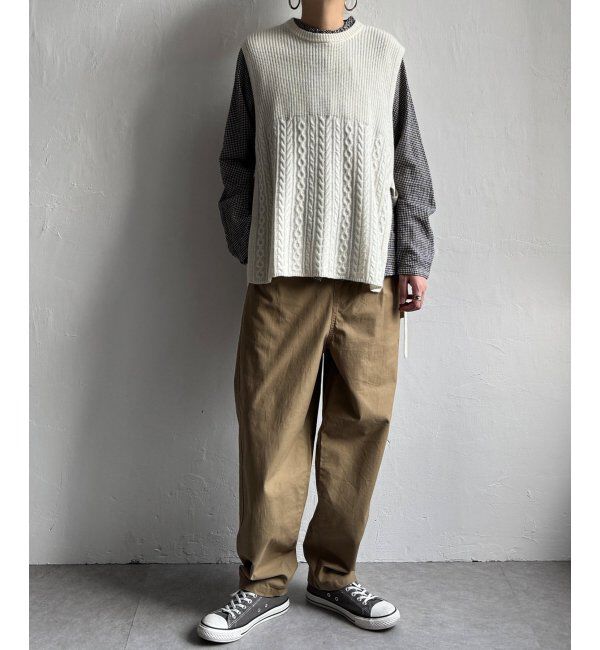 Lbc with Life「ウール混サイドリボンケーブルベスト」|ニット・セーター|