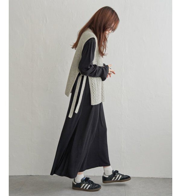 Lbc with Life「ウール混サイドリボンケーブルベスト」|ニット・セーター|