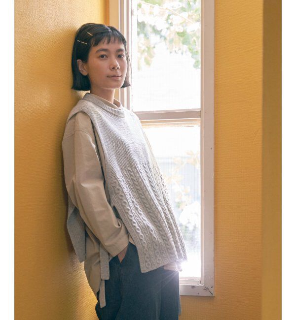 Lbc with Life「ウール混サイドリボンケーブルベスト」|ニット・セーター|