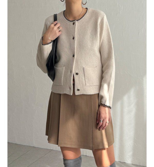 Lbc with Life「配色ポケットショートカーディガン」|カーディガン|ホワイト