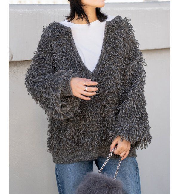 VENCE share style「前後2WAYループヤーンプルオーバー」|ニット・セーター|チャコール