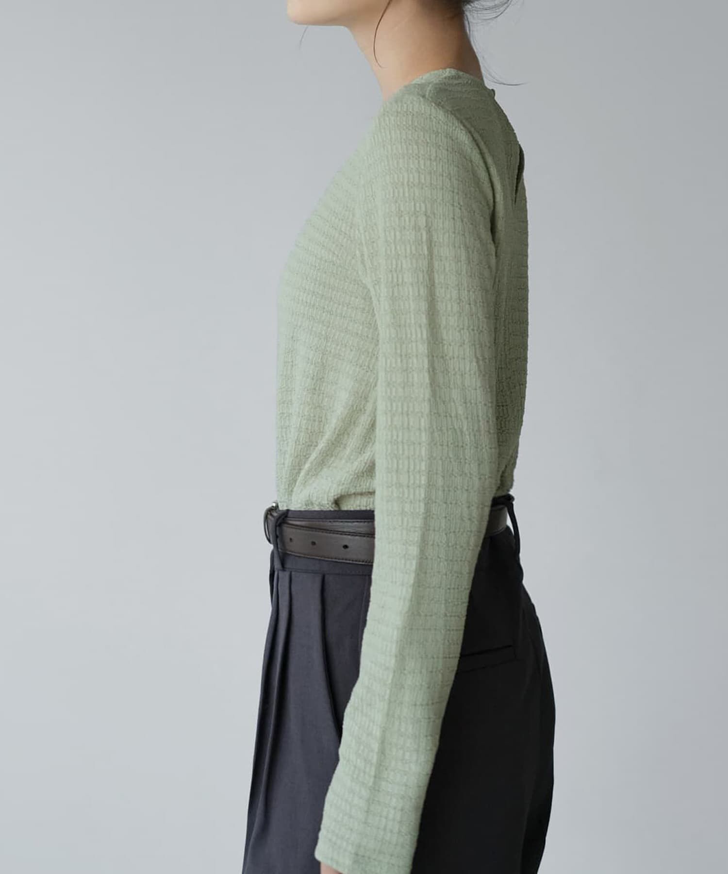 STYLE DELI「凹凸生地の長袖カットソートップス」|Tシャツ・カットソー|