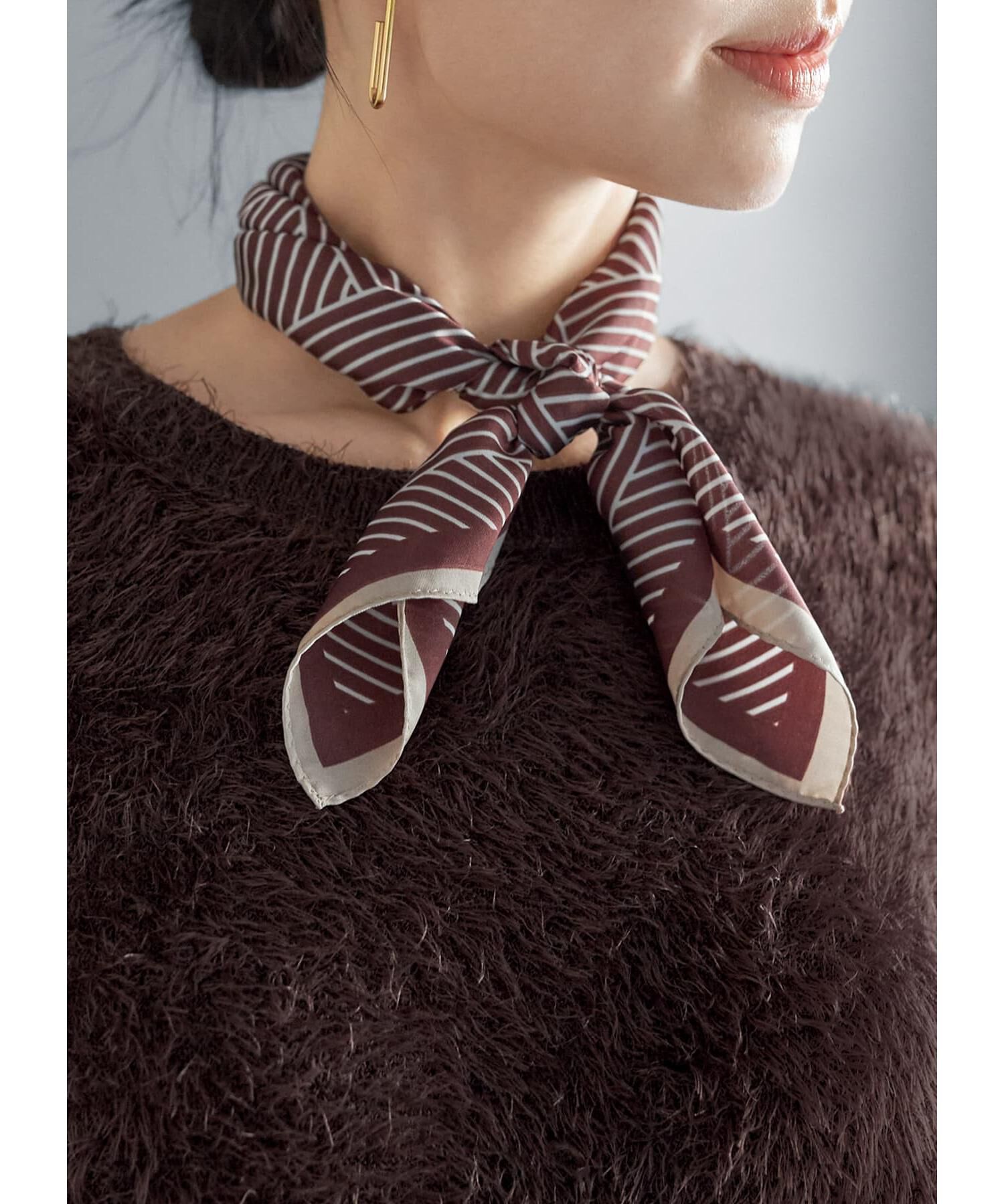 STYLE DELI「55cm正方形スカーフ／ずらしストライプ」|バンダナ・スカーフ|