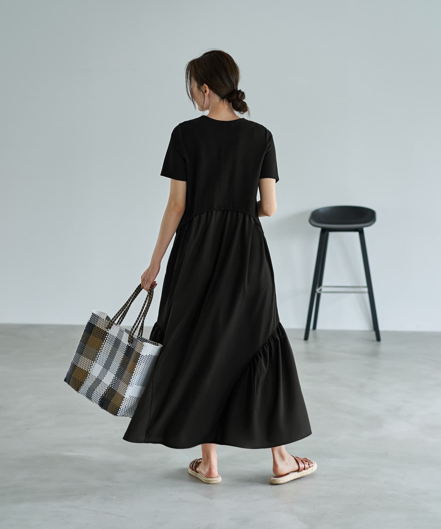 STYLE DELI「カットソー切替ラウンドギャザーワンピースB」|ワンピース|