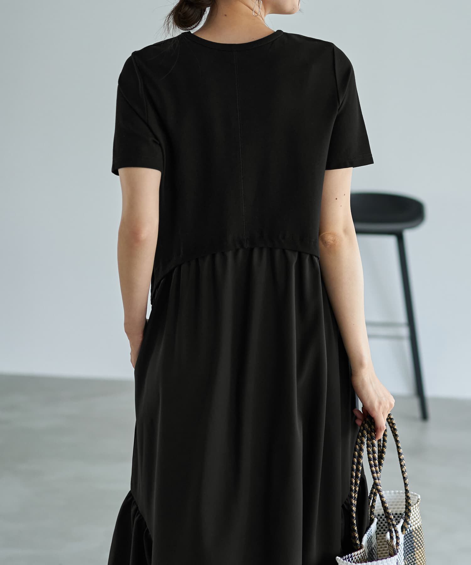 STYLE DELI「カットソー切替ラウンドギャザーワンピースB」|ワンピース|