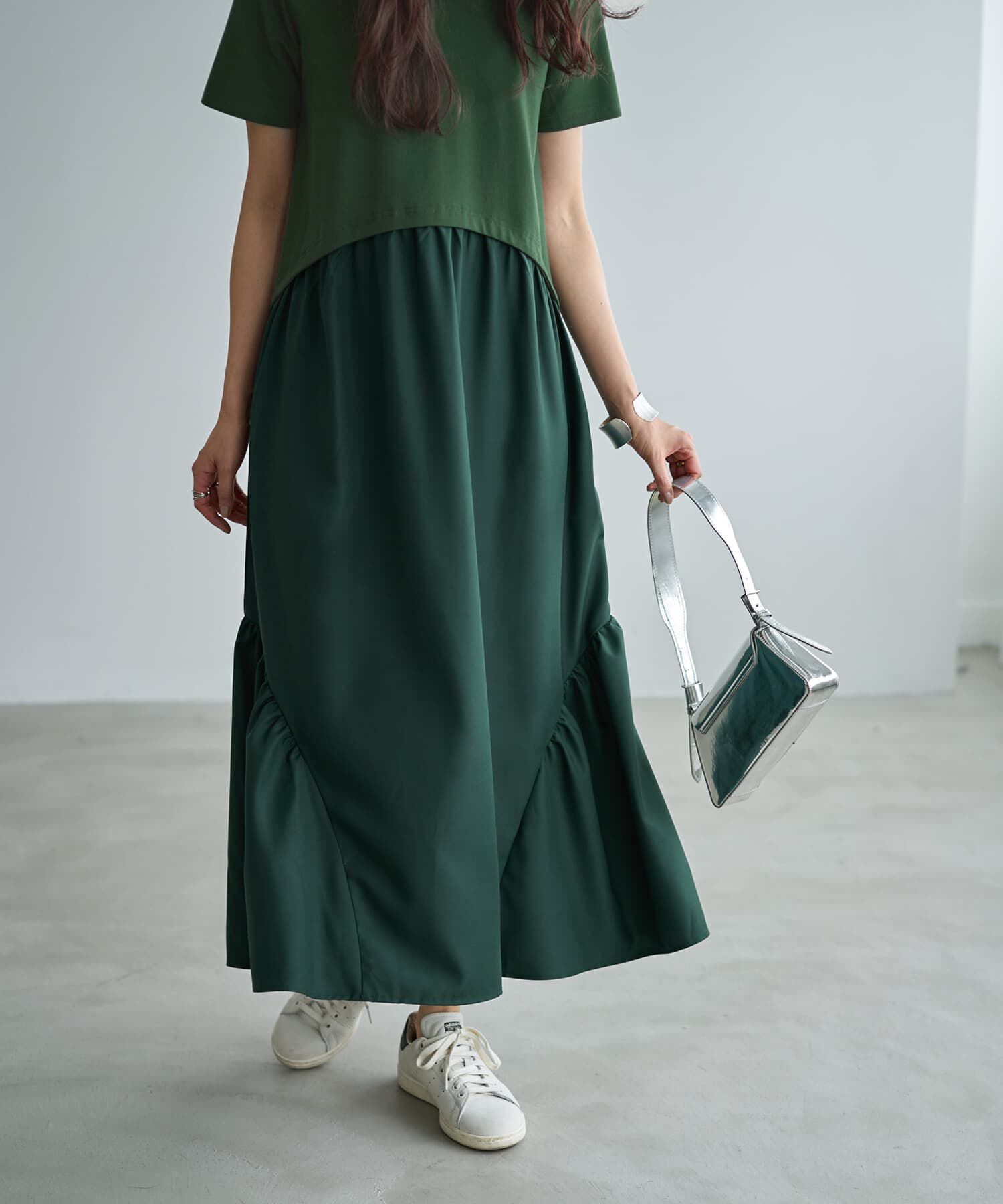 STYLE DELI「カットソー切替ラウンドギャザーワンピースB」|ワンピース|