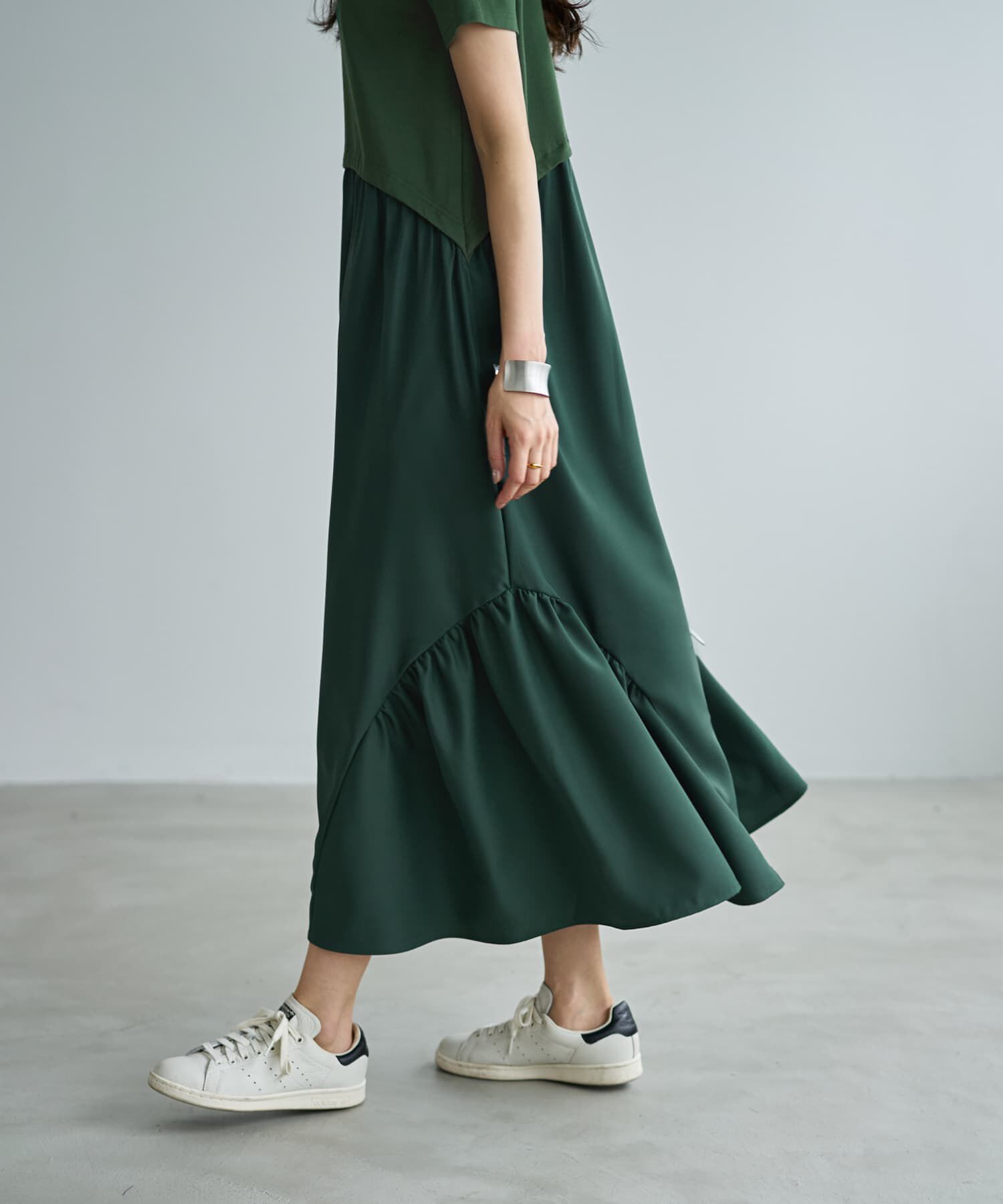 STYLE DELI「カットソー切替ラウンドギャザーワンピースB」|ワンピース|