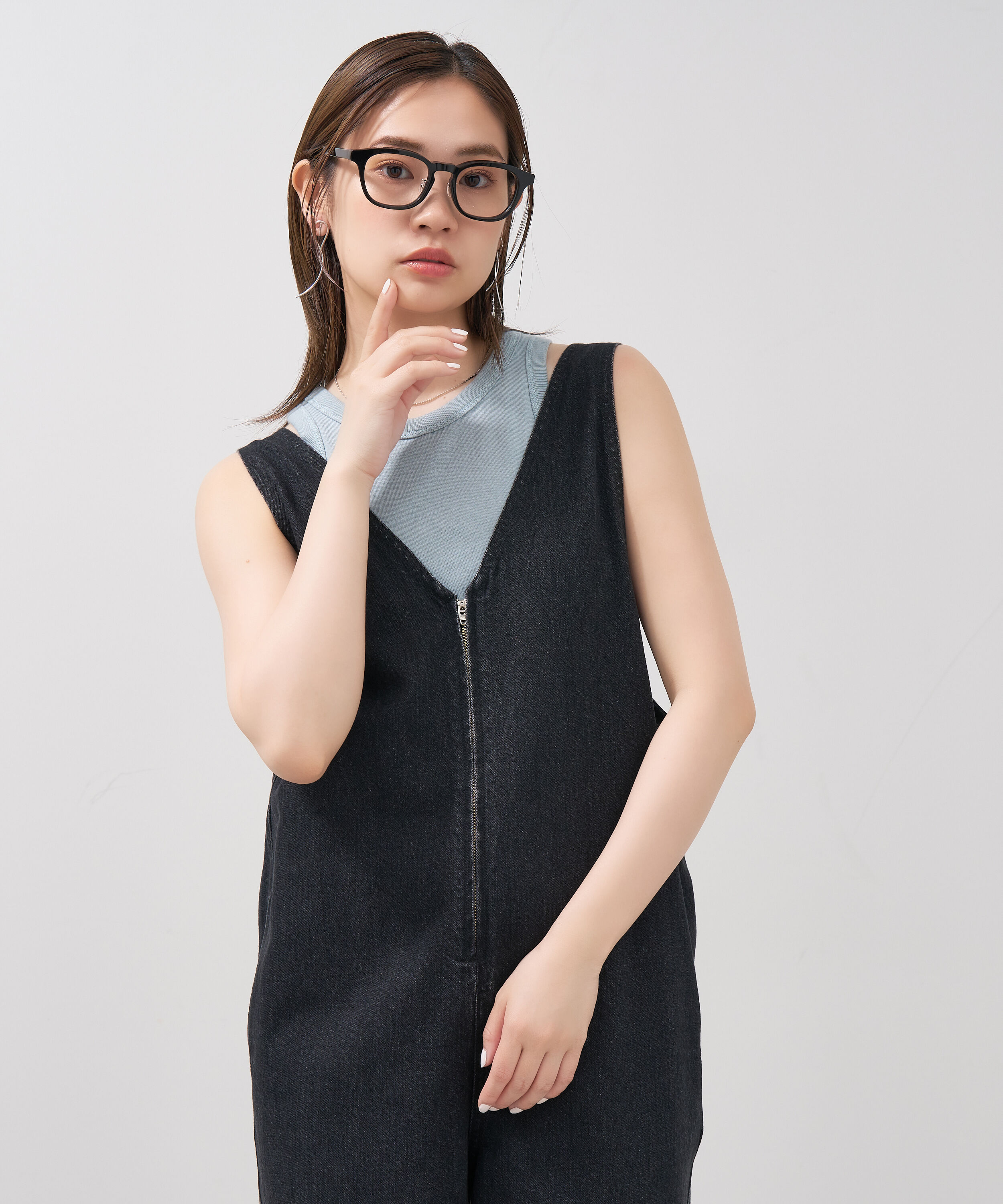  「【ルミネ限定】Zoff | ウェリントン型 クリアフレーム 黒縁 太縁 伊達メガネ レンズ交換券付き」|メガネ|