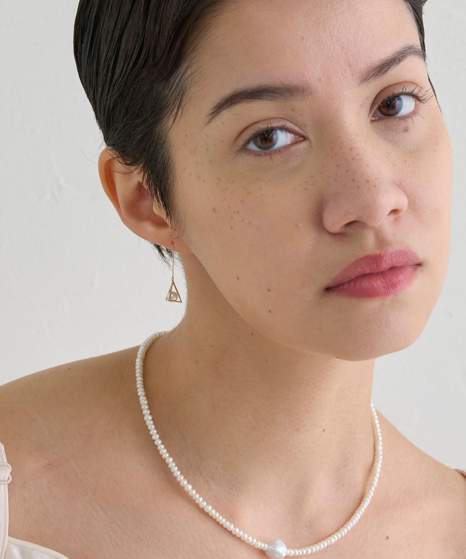 JUPITER「【K10】幾何学デザイン淡水パールアメリカンピアス」|ピアス|