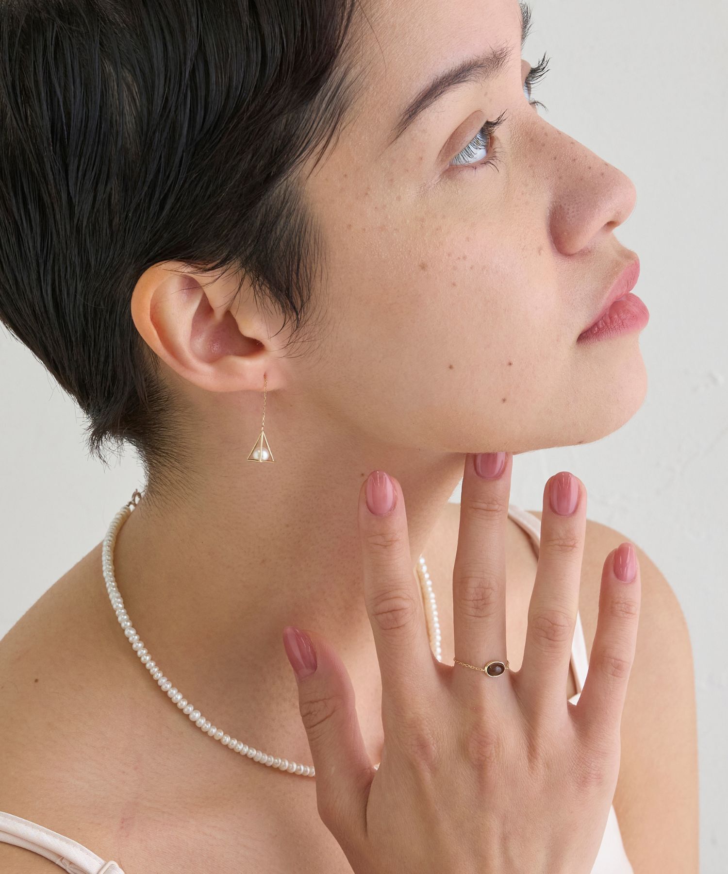 JUPITER「【K10】幾何学デザイン淡水パールアメリカンピアス」|ピアス|