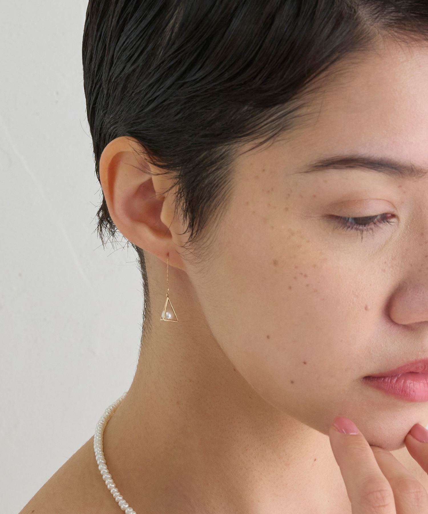 JUPITER「【K10】幾何学デザイン淡水パールアメリカンピアス」|ピアス|