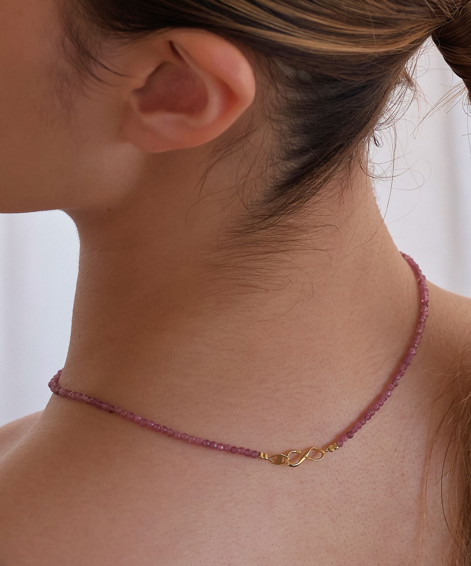 JUPITER「天然石ビーズネックレス/金属アレルギー対応/ニッケルフリー　ピンクトルマリン」|ネックレス|