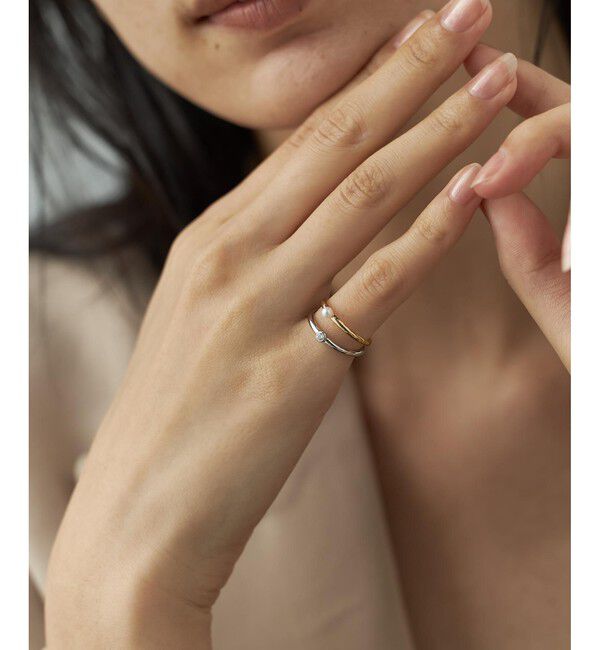 Jouete「[フォークピンキー] リング ジルコニア&times;パール コンビカラー」|リング|