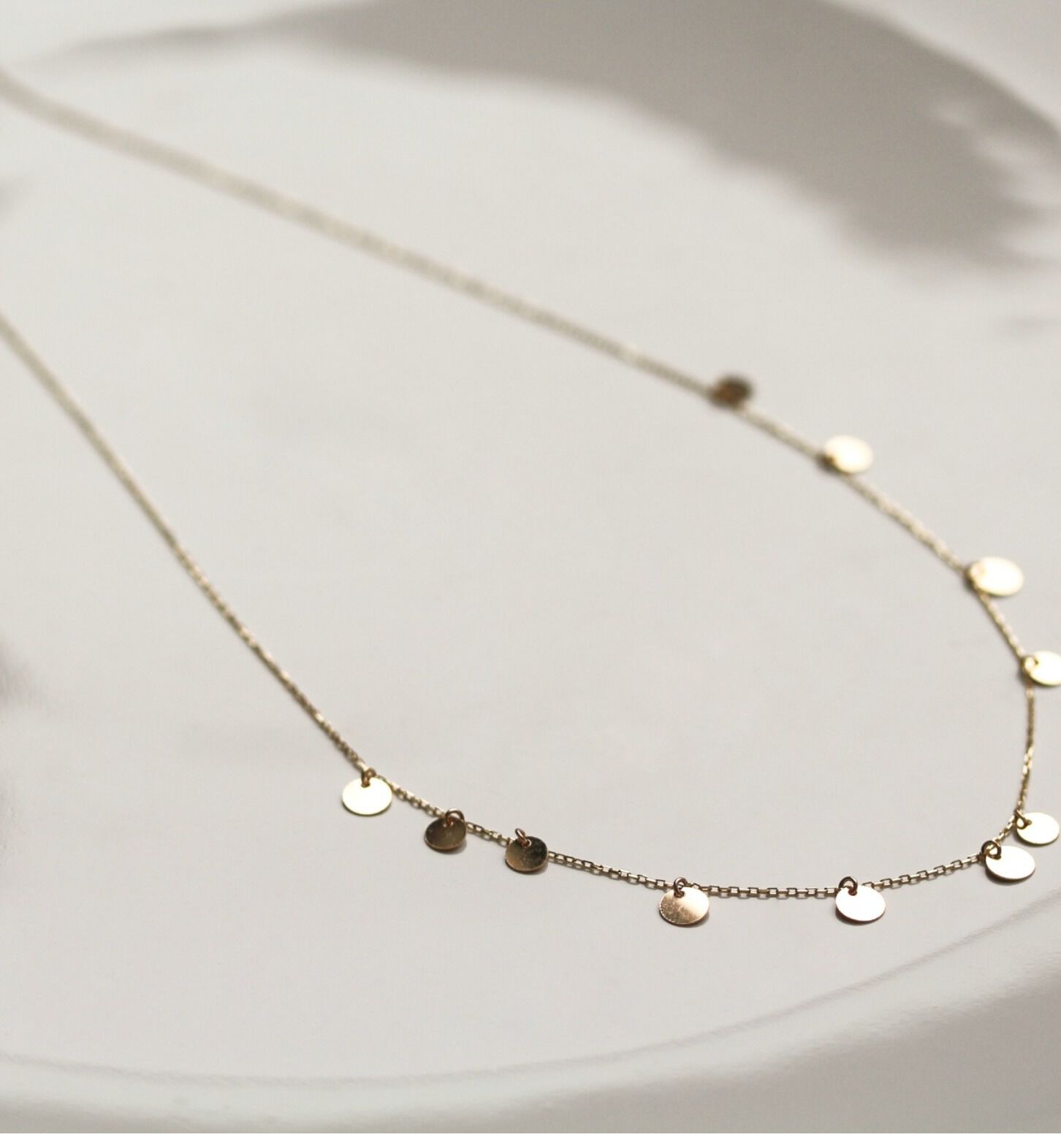  「ゴールド プレート ステーション ネックレス | K10YG」|ネックレス|