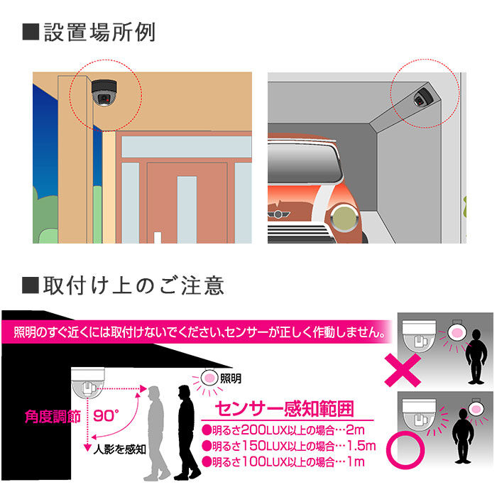 BACKYARD FAMILY「防犯カメラ ダミー 通販 家庭用 屋外 ワイヤレス 設置 監視 センサー ライト ドーム型 LED」|その他|