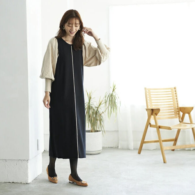 BACKYARD FAMILY「ニットワンピース ロング ワンピース 通販 レディース 切り替え ワンピ ロングワンピース」|ワンピース|