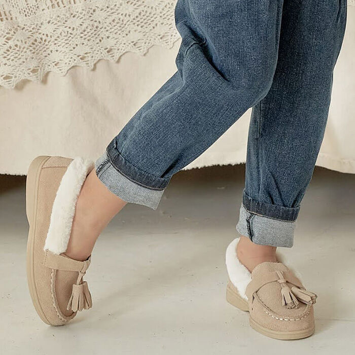 BACKYARD FAMILY「キッズ モカシン ファー 子供 靴 通販 ローファー 57072202 スリッポン 女の子 男の子」|スリッポン|