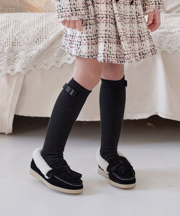 BACKYARD FAMILY「キッズ モカシン ファー 子供 靴 通販 ローファー 57072202 スリッポン 女の子 男の子」|スリッポン|