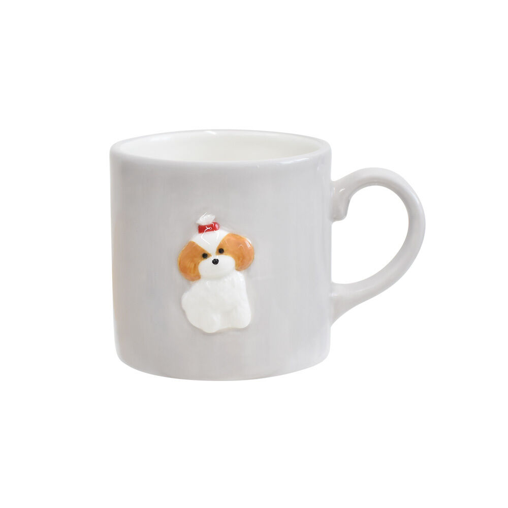 BACKYARD FAMILY「犬 イラスト マグカップ 通販 陶磁器 コップ マグ カップ 小さめ 犬柄 立体 270ml」|グラス・マグカップ|グレー1