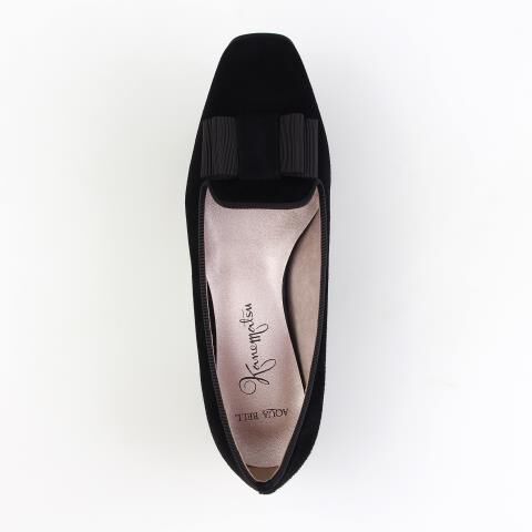 銀座かねまつ「LSFC2483SUEBLK 【本革】【防水】アクアベルグログランリボンオペラパンプス」|パンプス|