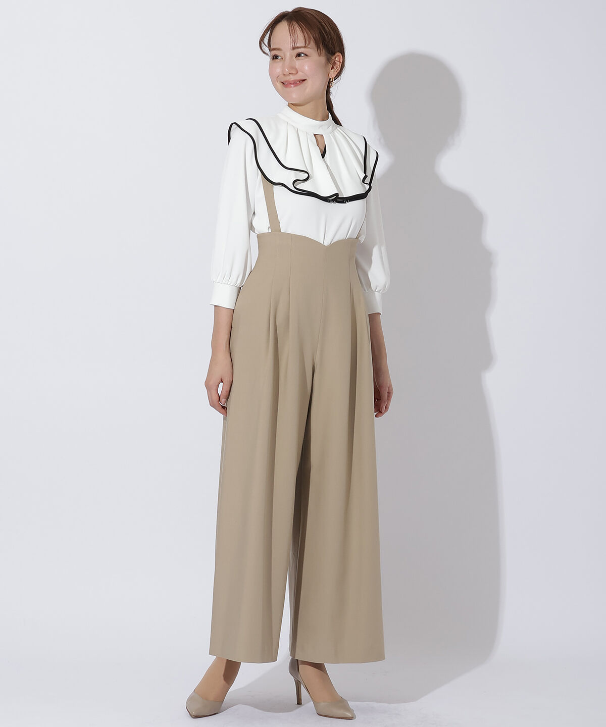 アンドクチュール「配色フリルケープブラウス」|シャツ・ブラウス|