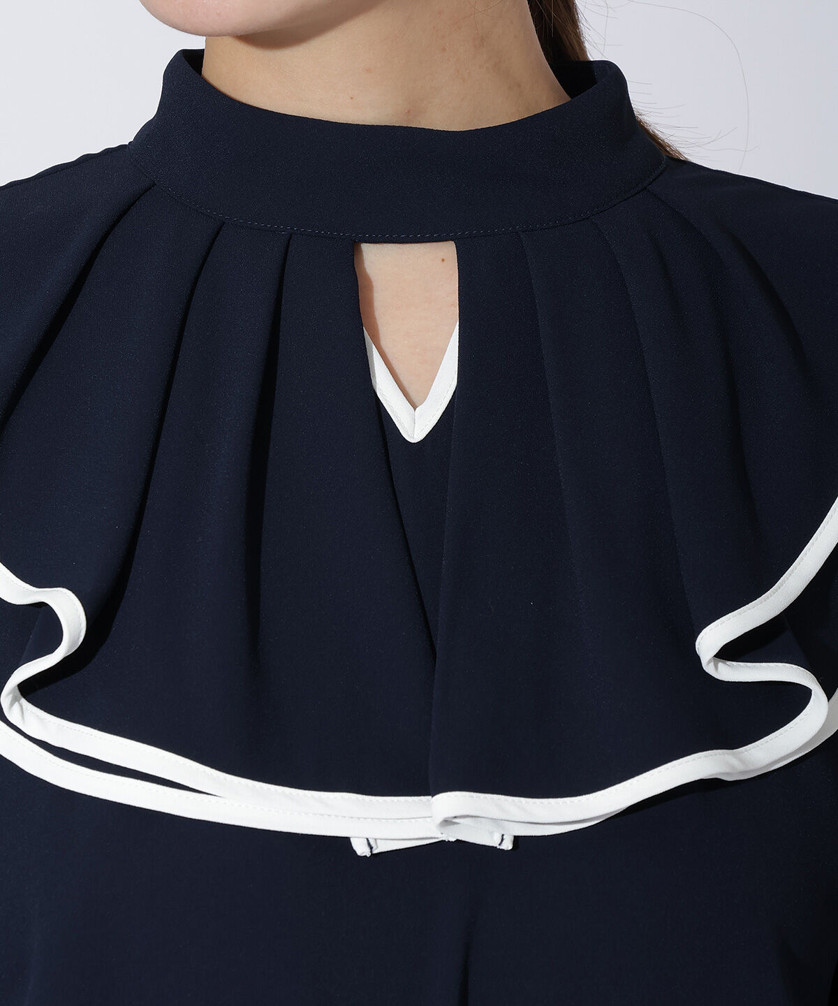 アンドクチュール「配色フリルケープブラウス」|シャツ・ブラウス|