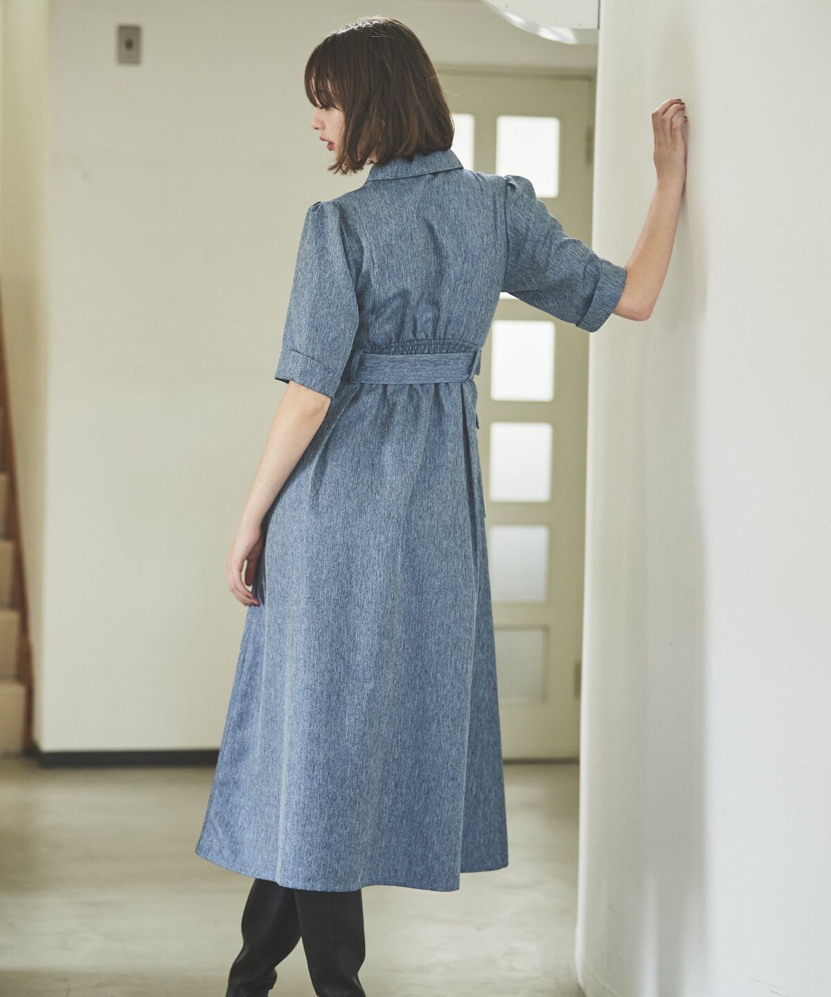 アンドクチュール「5分袖カーゴシャツワンピース」|ワンピース|