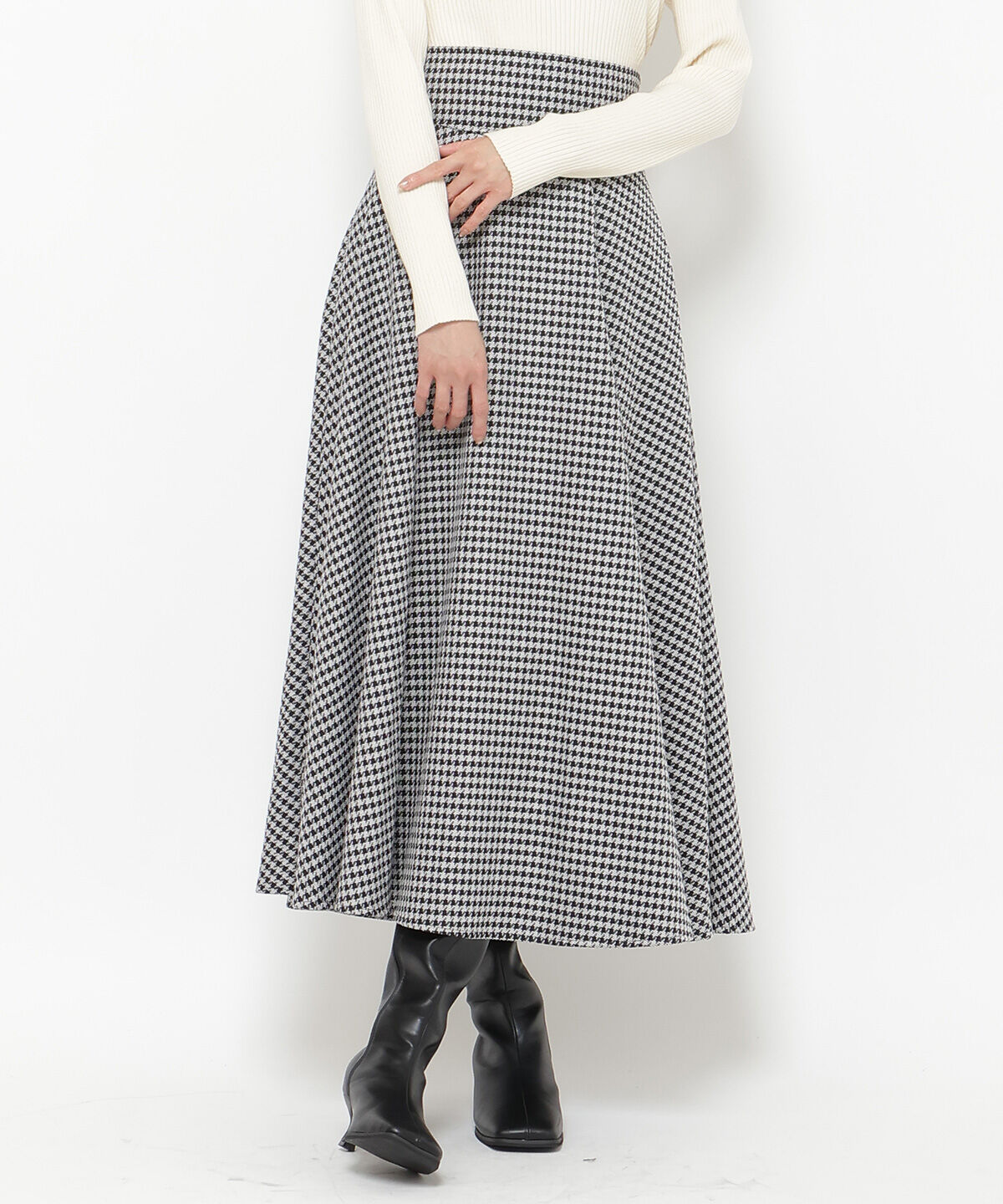 アンドクチュール「千鳥ジャガードフレアスカート」|フレア|