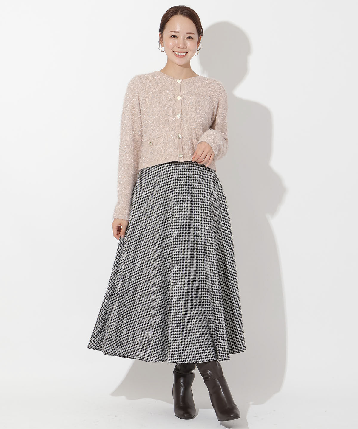 アンドクチュール「千鳥ジャガードフレアスカート」|フレア|