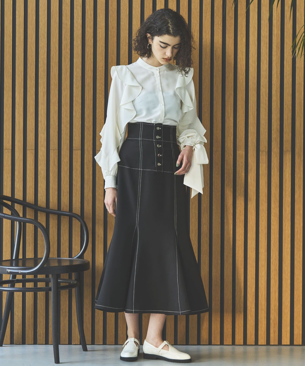 アンドクチュール「ラッフルスリーブボウタイブラウス」|シャツ・ブラウス|