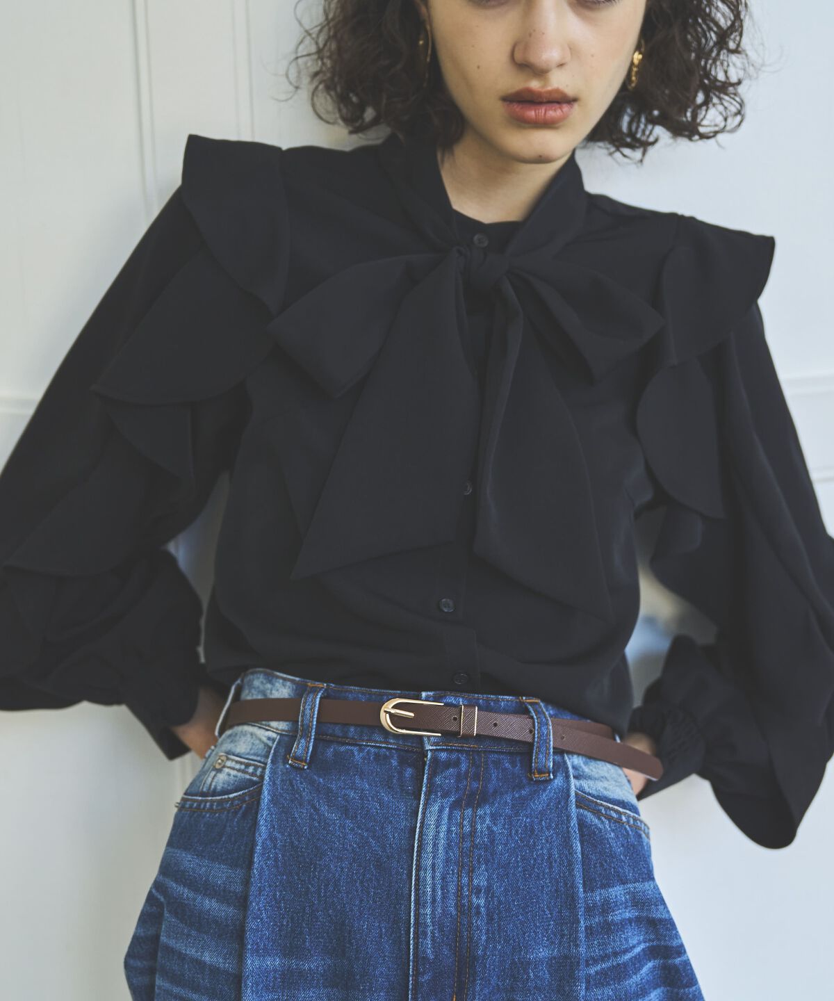 アンドクチュール「ラッフルスリーブボウタイブラウス」|シャツ・ブラウス|