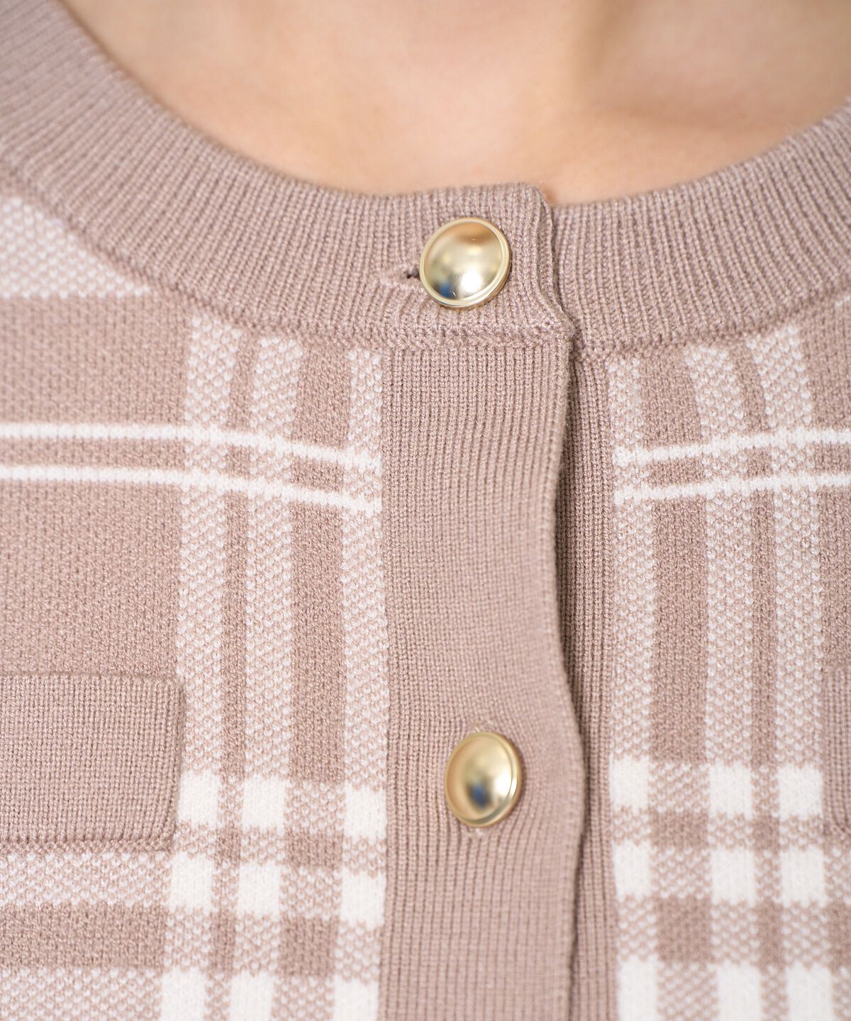 アンドクチュール「チェックジャガードニットカーディガン」|カーディガン|