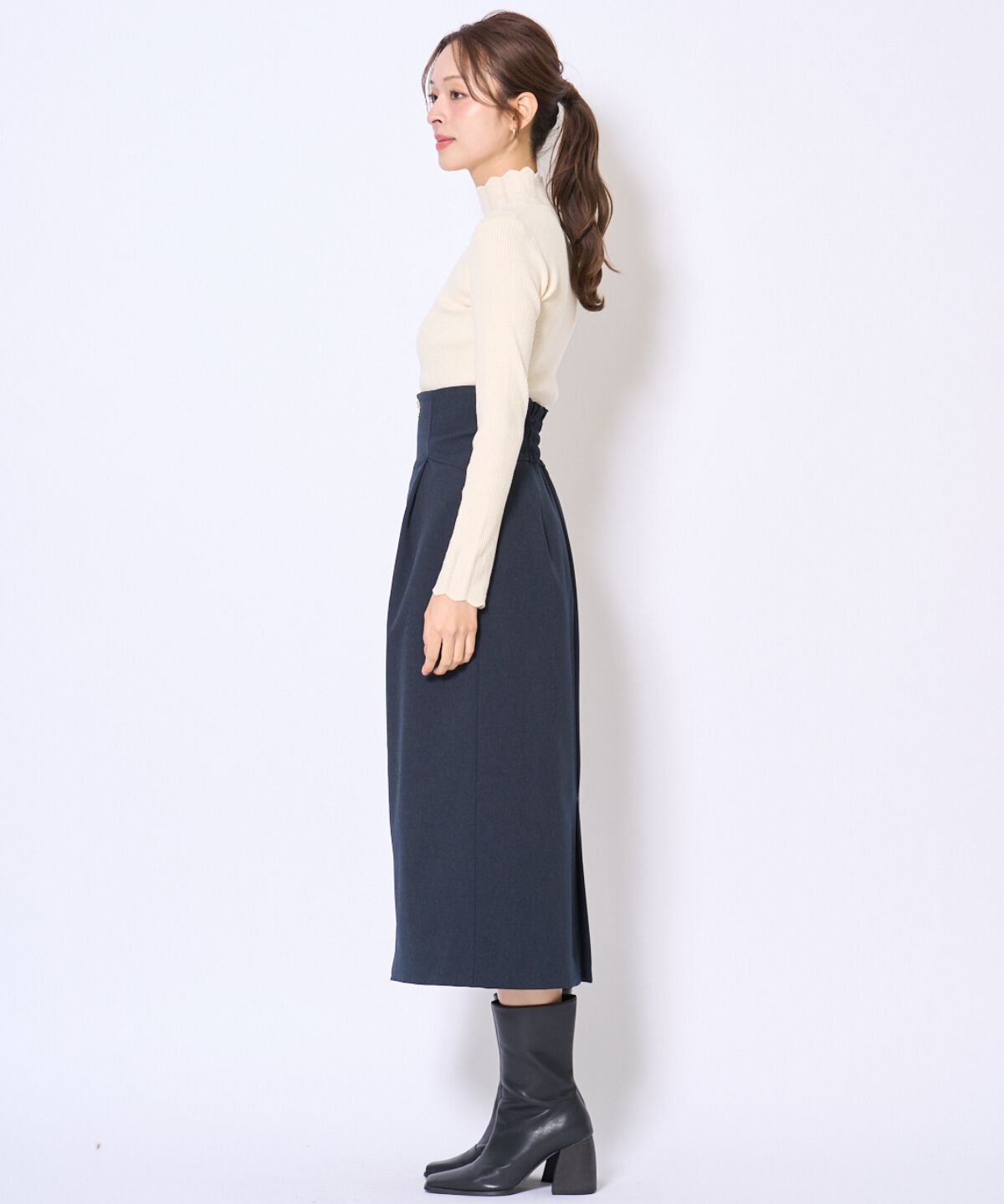 アンドクチュール「センターZIPスカート」|タイト|