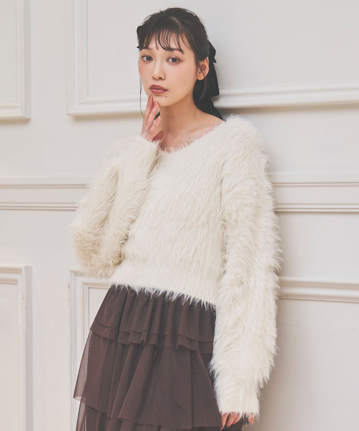 アンドクチュール「ロングフェザープルオーバー」|ニット・セーター|