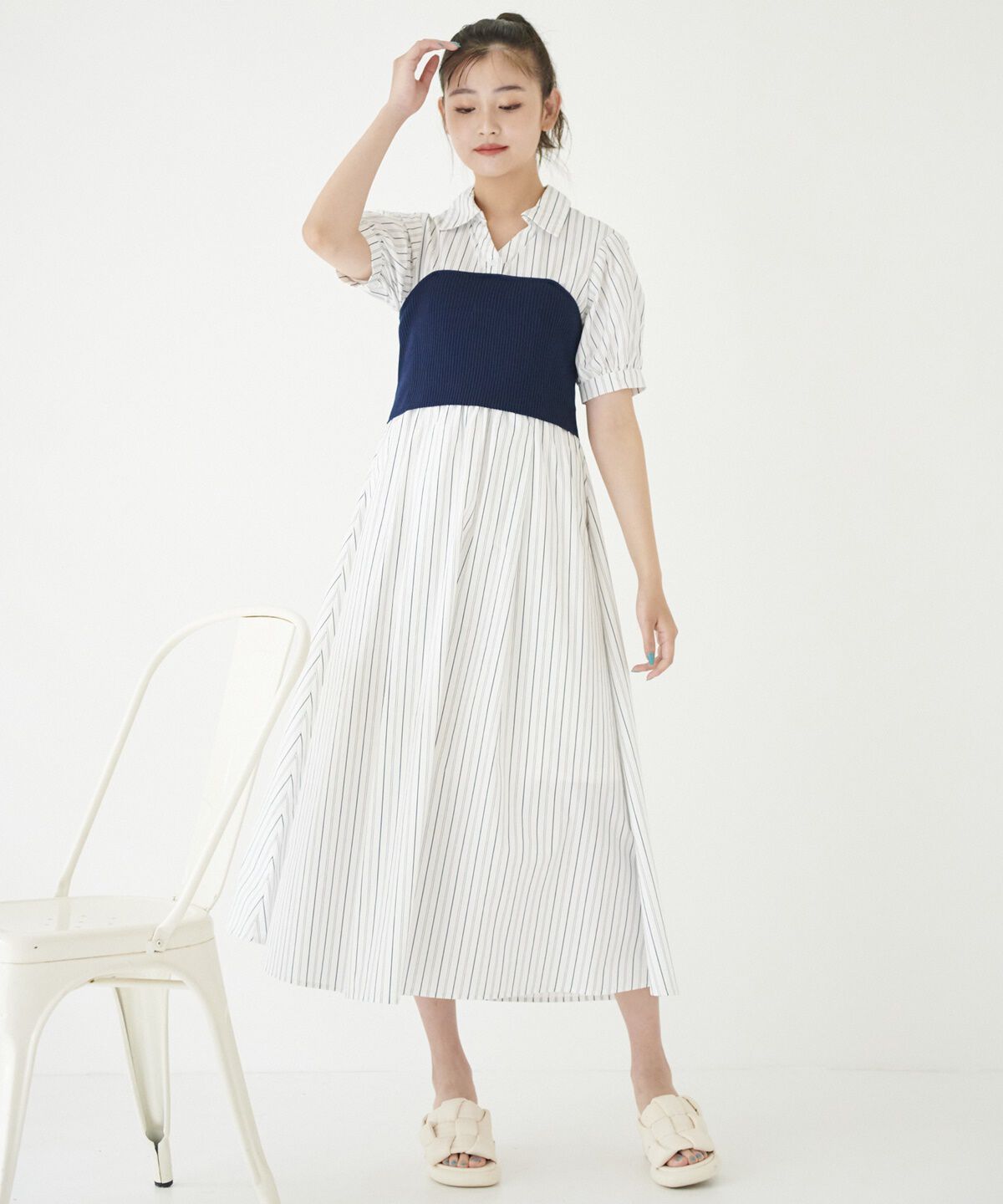 REDYAZEL「ストライプ&times;ニットビスチェコンビワンピース」|ワンピース|