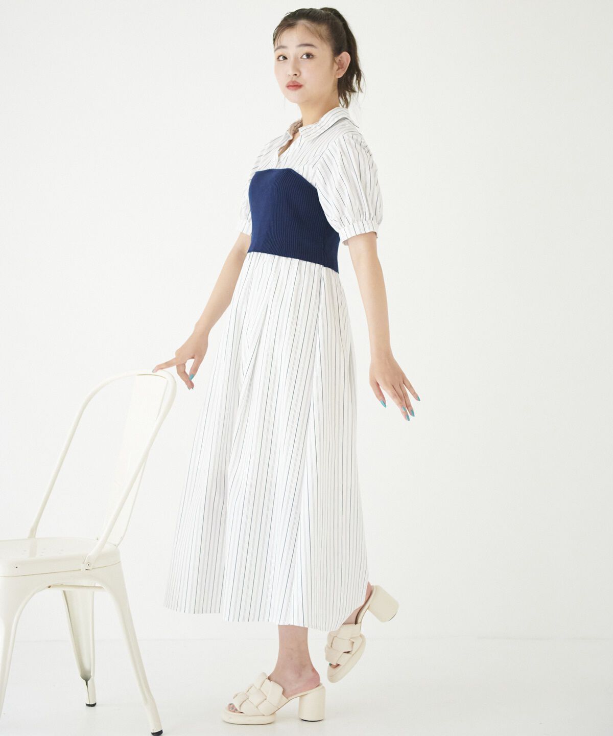 REDYAZEL「ストライプ&times;ニットビスチェコンビワンピース」|ワンピース|