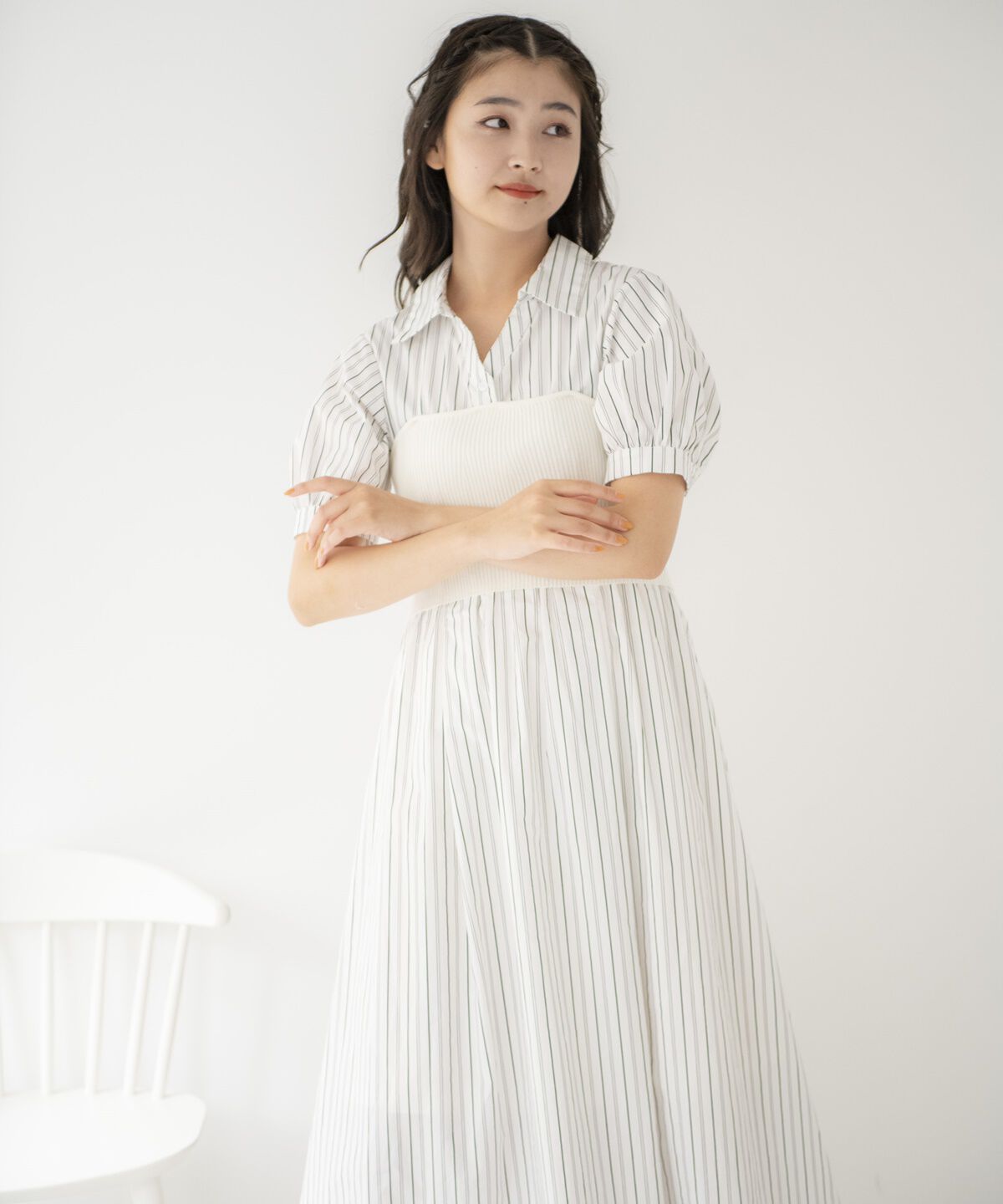 REDYAZEL「ストライプ&times;ニットビスチェコンビワンピース」|ワンピース|