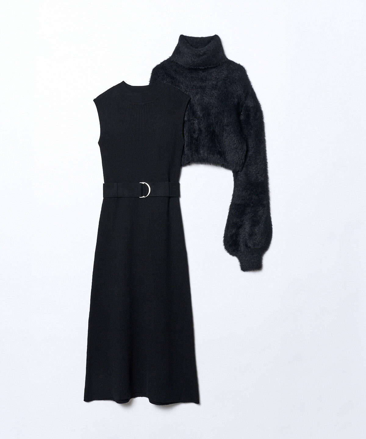 REDYAZEL「ファーニットトップス&times;リブワンピースセット」|ワンピース|