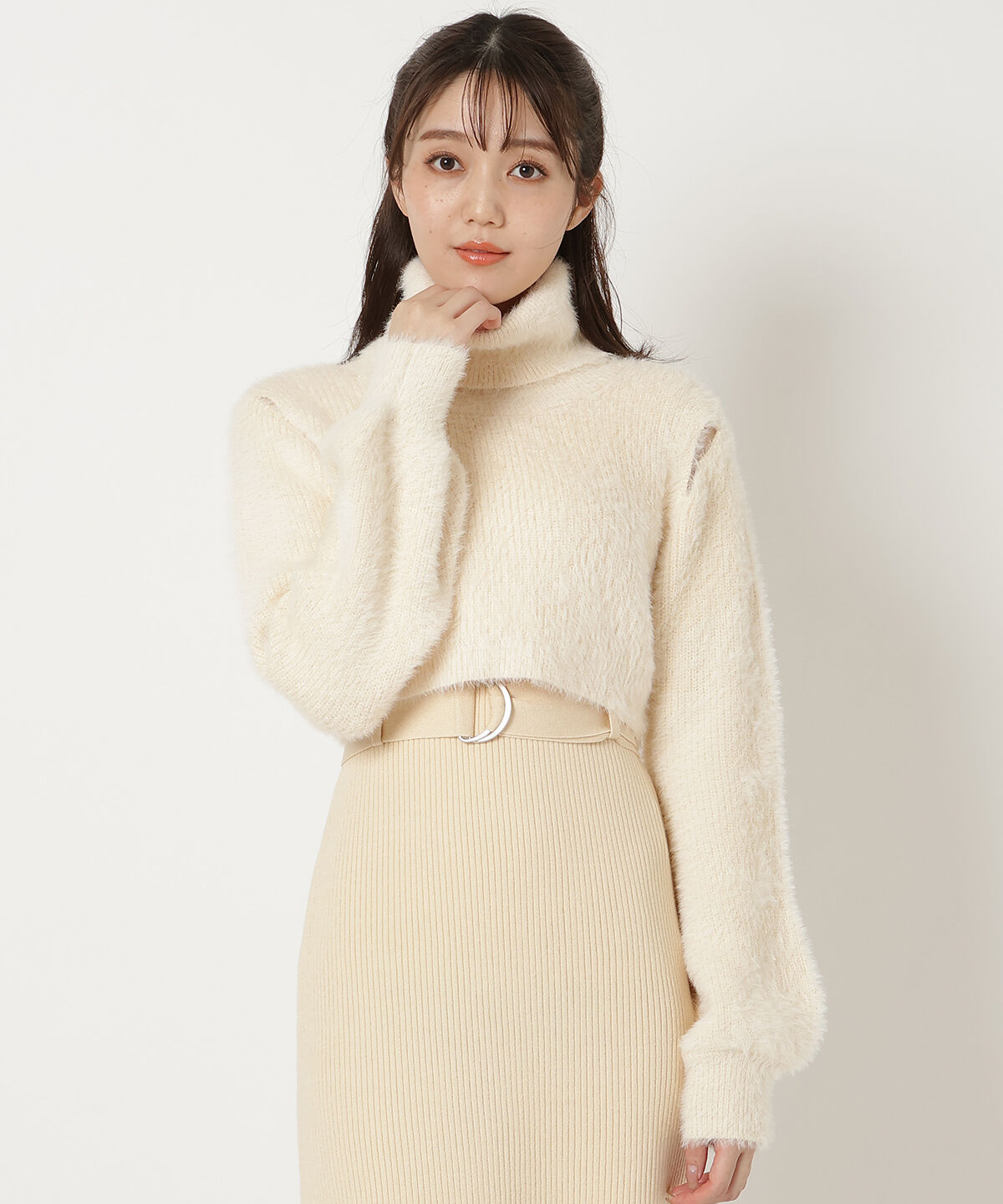 REDYAZEL「ファーニットトップス&times;リブワンピースセット」|ワンピース|