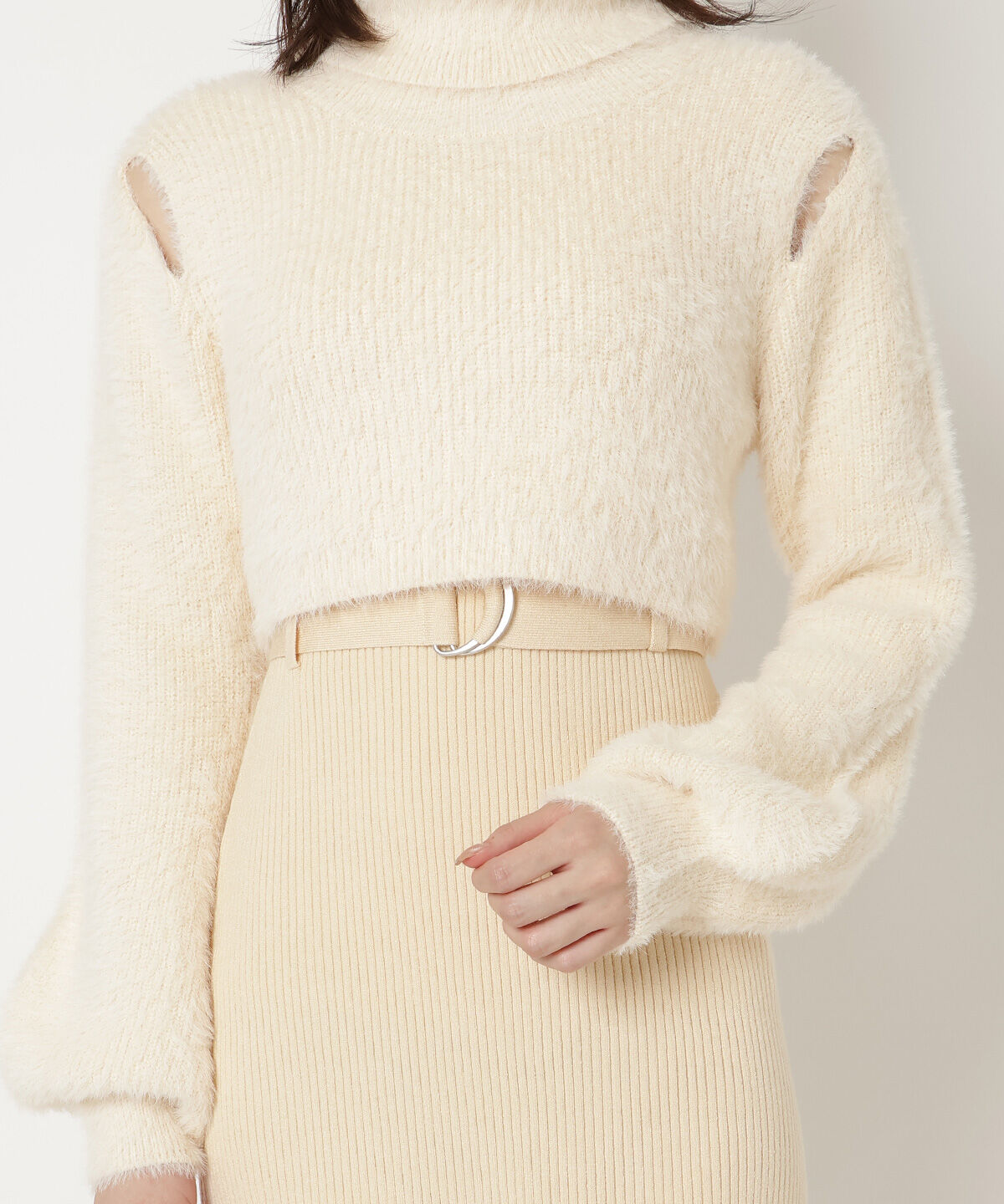 REDYAZEL「ファーニットトップス&times;リブワンピースセット」|ワンピース|