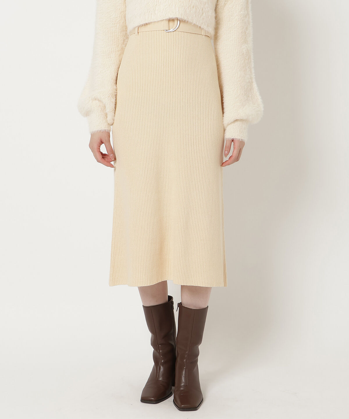 REDYAZEL「ファーニットトップス&times;リブワンピースセット」|ワンピース|