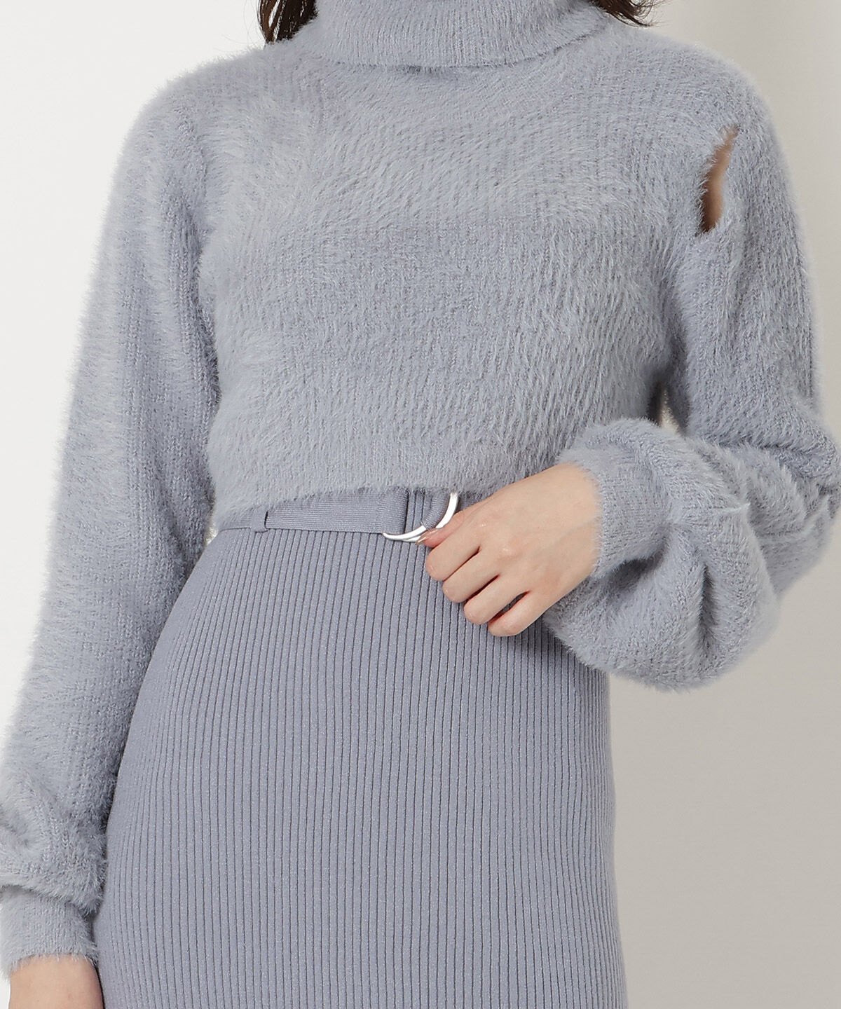 REDYAZEL「ファーニットトップス&times;リブワンピースセット」|ワンピース|